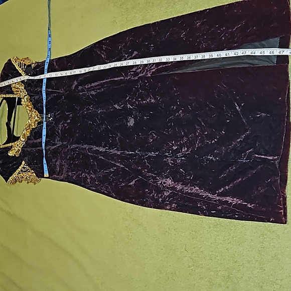 Maxima 100% Velvet Chocolate Gypsy Costume Gown Gold Sequins Beads Size Large 8 - Picture 12 of 17